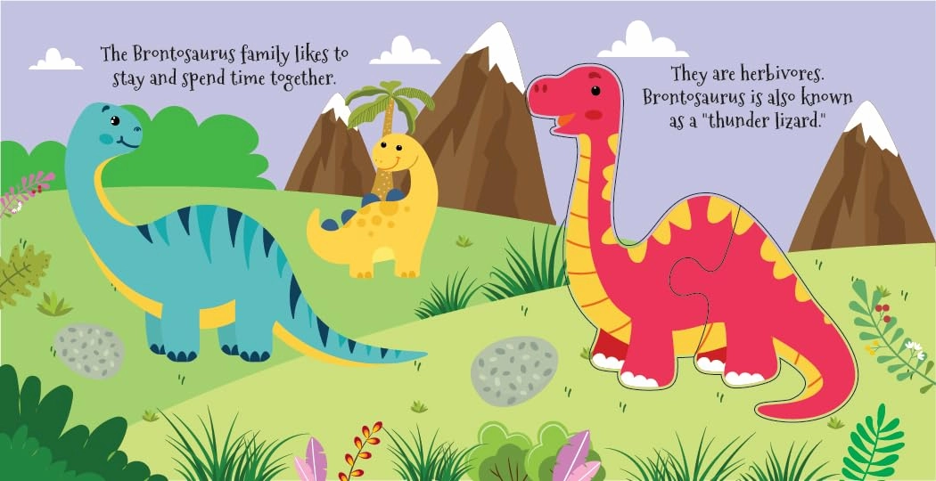 Booktopus Square Puzzle Board Book - Dino World Learning Puzzle with Easy Grip Pieces - Educational Toys for Kids 4 