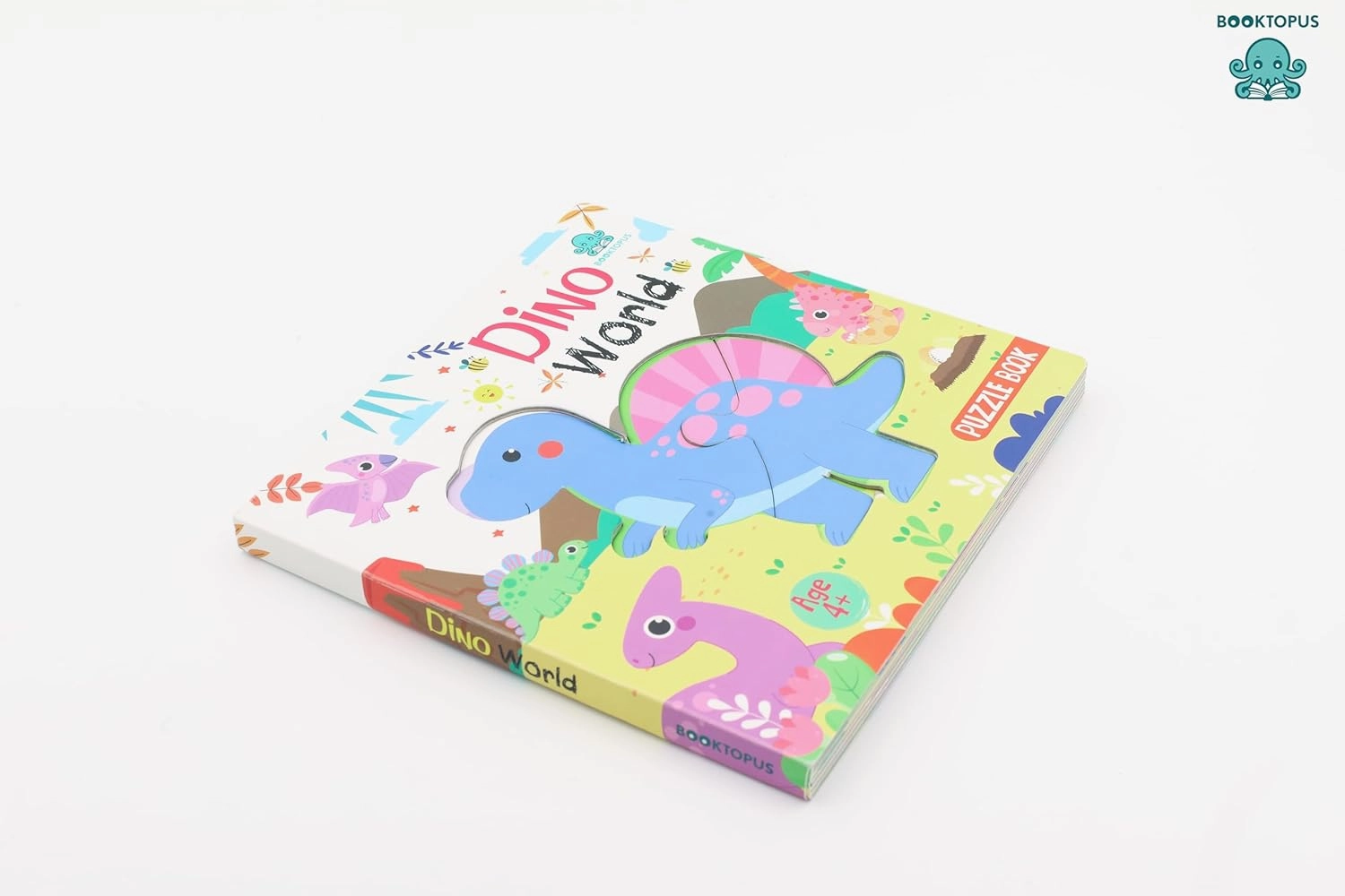 Booktopus Square Puzzle Board Book - Dino World Learning Puzzle with Easy Grip Pieces - Educational Toys for Kids 4 