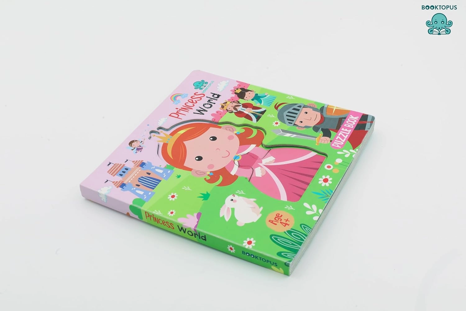 Booktopus Square Puzzle Board Book - Princess World Learning Puzzle with Easy Grip Pieces - Educational Toys for Kids 4 