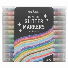 Brea Reese Glitter Series Dual Tip Markers - 12ct with 24 Sparkling Colors