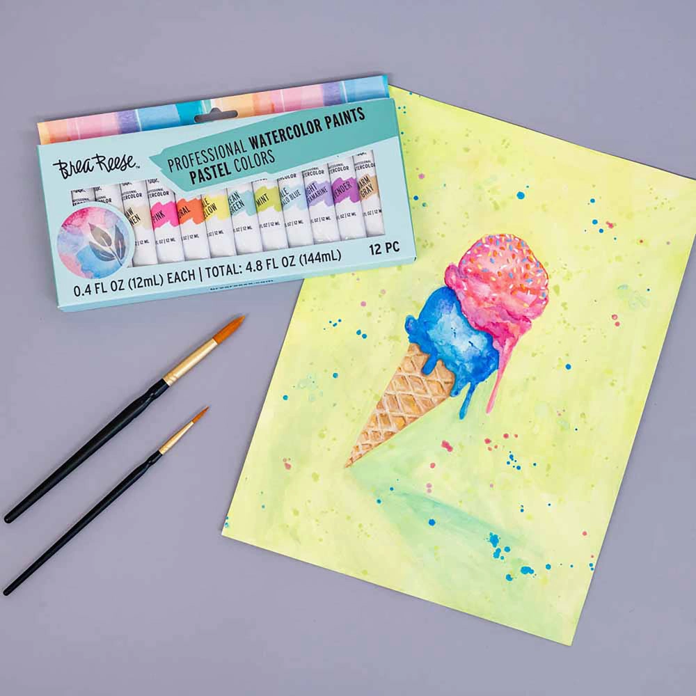 Brea Reese Professional Pastel Watercolor Set - 12 Vibrant Tubes
