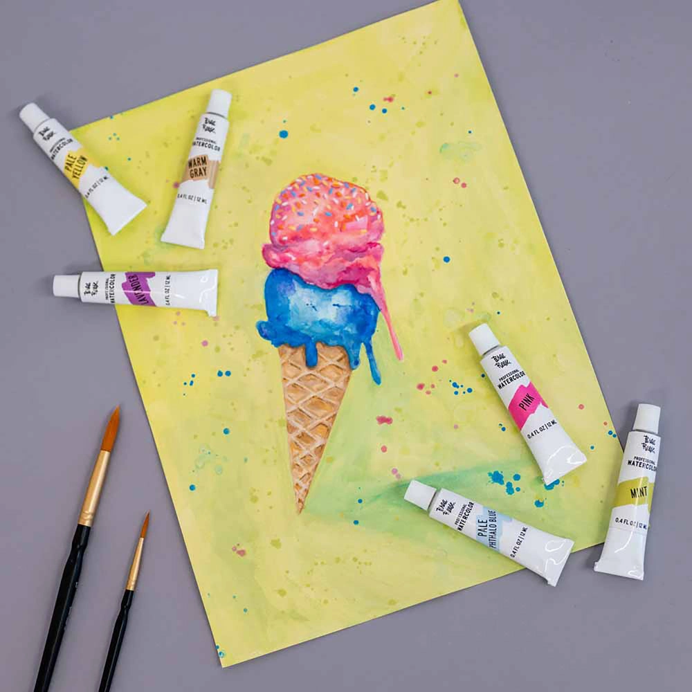 Brea Reese Professional Pastel Watercolor Set - 12 Vibrant Tubes
