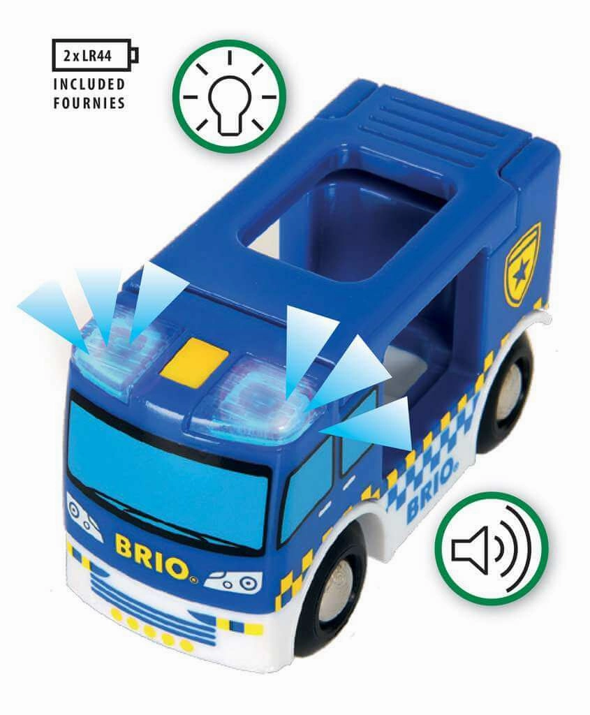 Brio World 33825 Police Van Playset with Lights & Sound for Age 3 & Up