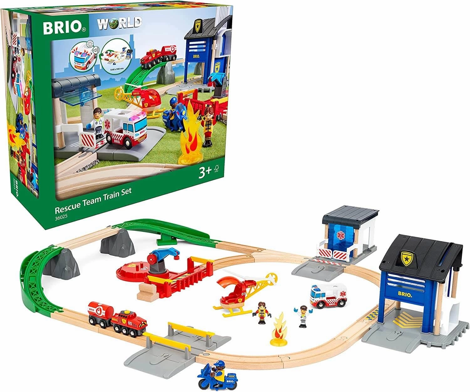 Brio World 36025 Rescue Team Interactive Train Set for Ages 3 and Up