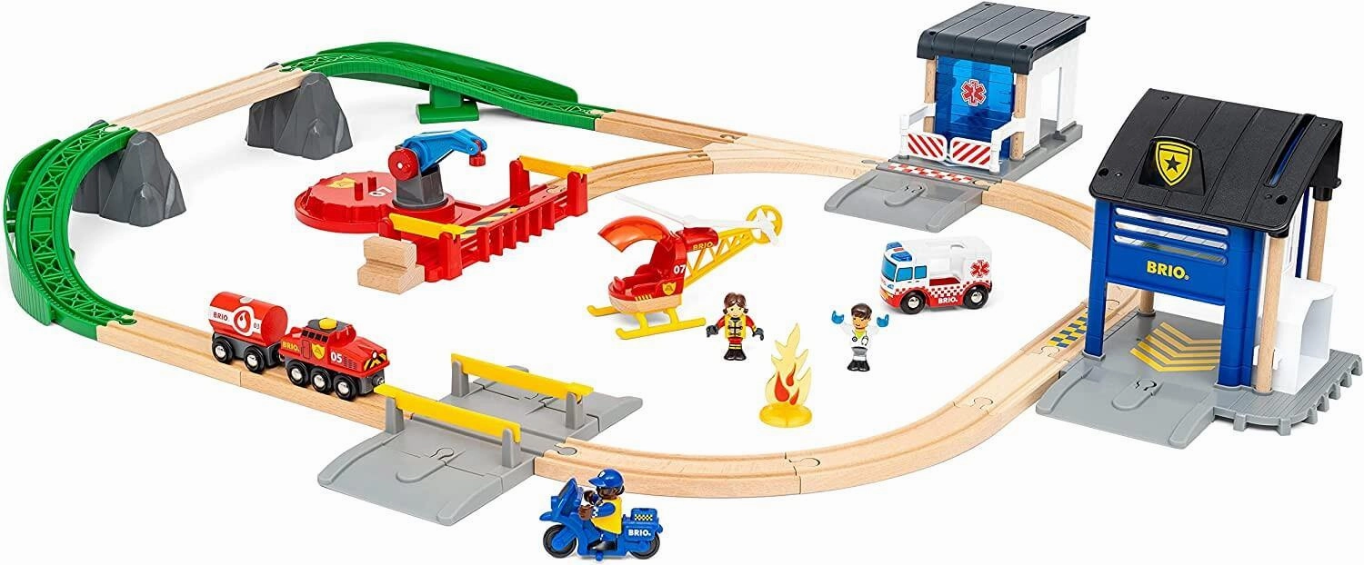 Brio World 36025 Rescue Team Interactive Train Set for Ages 3 and Up