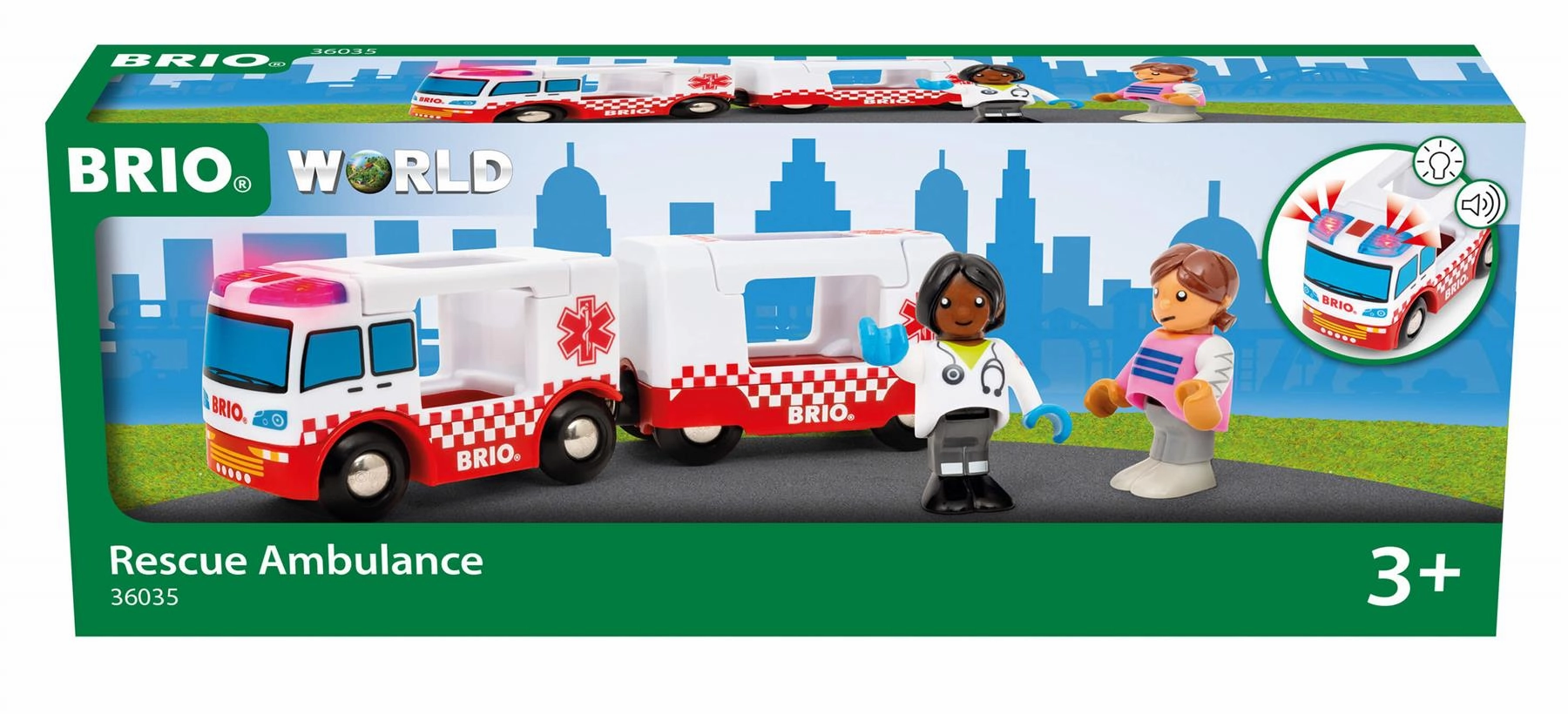 Brio World 36035 Rescue Ambulance with Lights & Sound for Ages 3 & Up