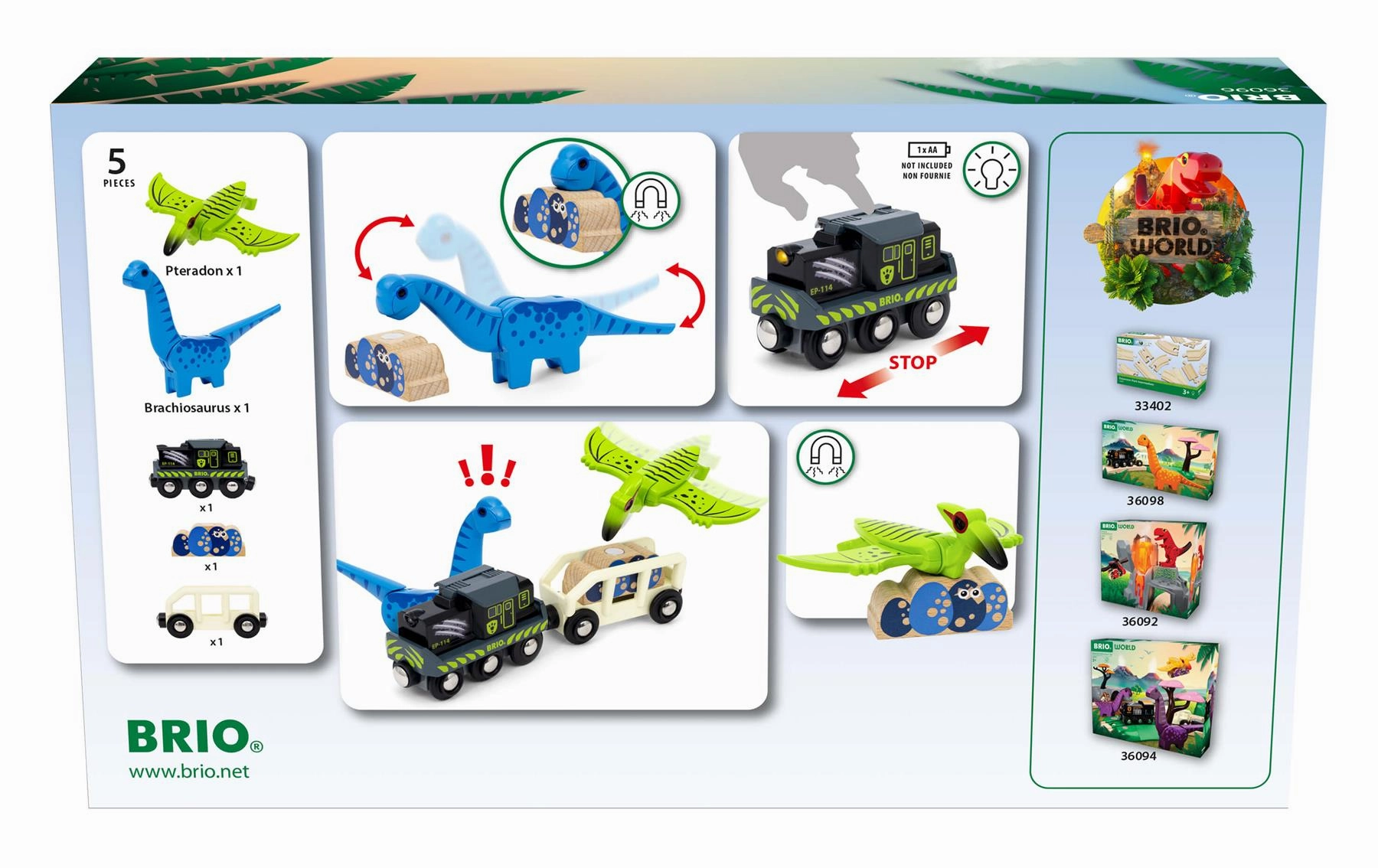 Brio World 36096 Dinosaur Battery Powered Train Playset for Age 3 & Up
