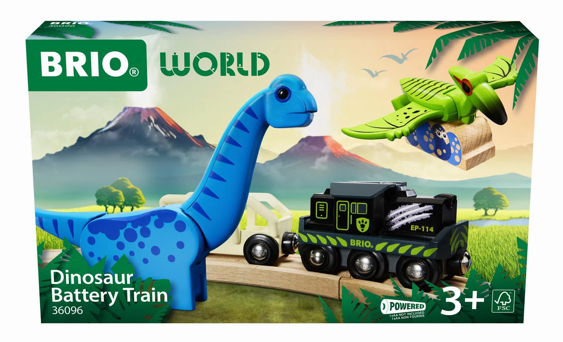 Brio World 36096 Dinosaur Battery Powered Train Playset for Age 3 & Up