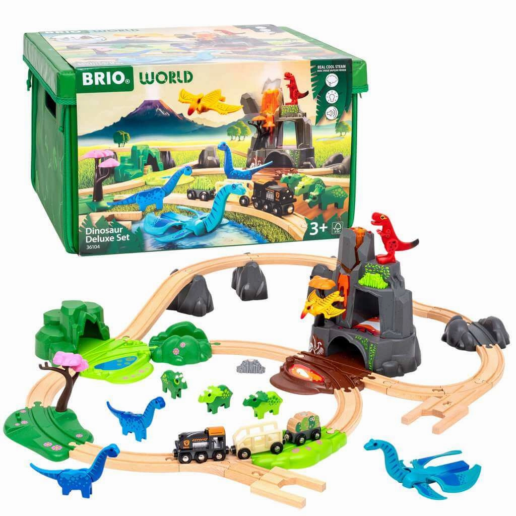 Brio World 36104 Dinosaur Deluxe Railway Set with Storage Box Ages 3 