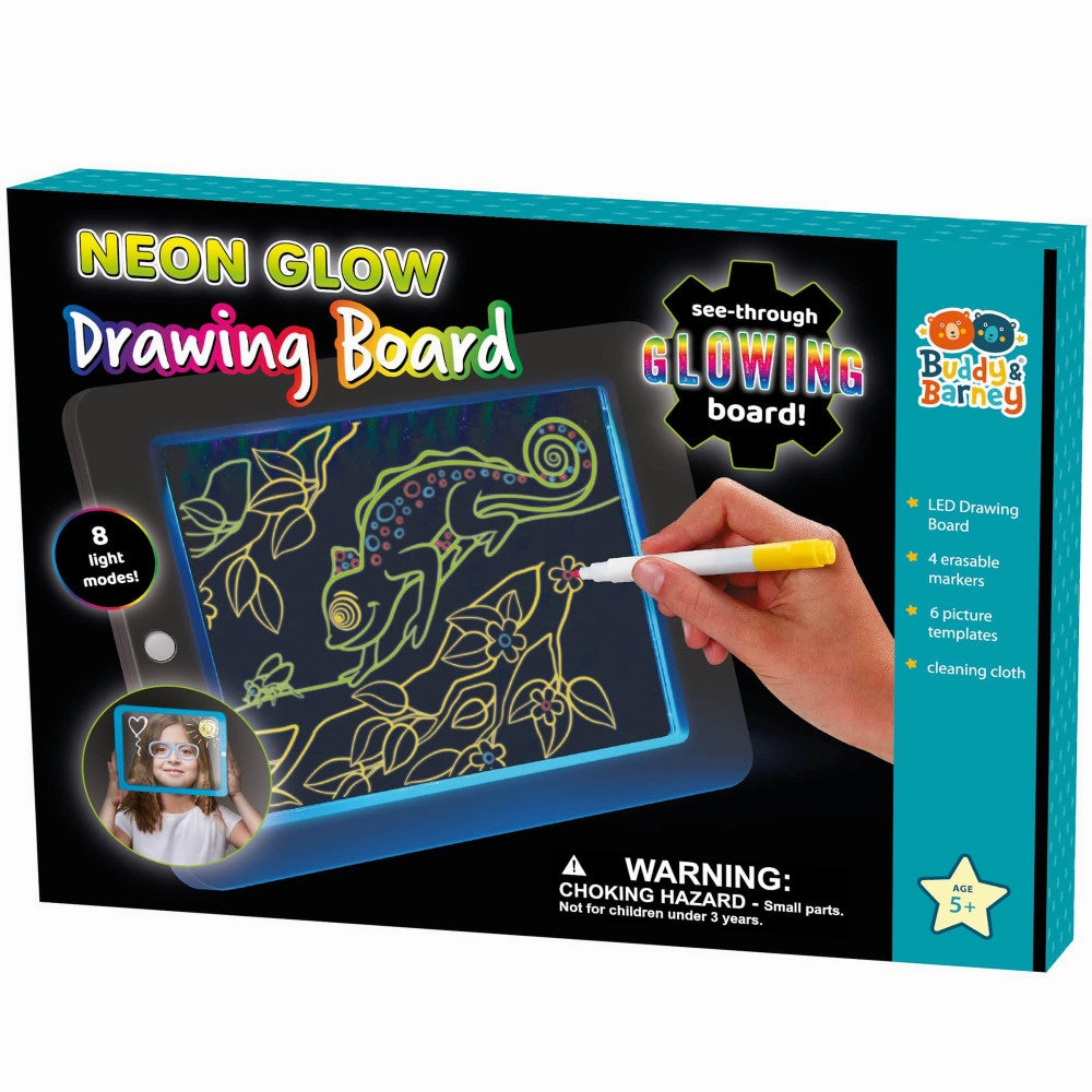 Buddy & Barney Artistic Neon Glow Drawing Board Kit