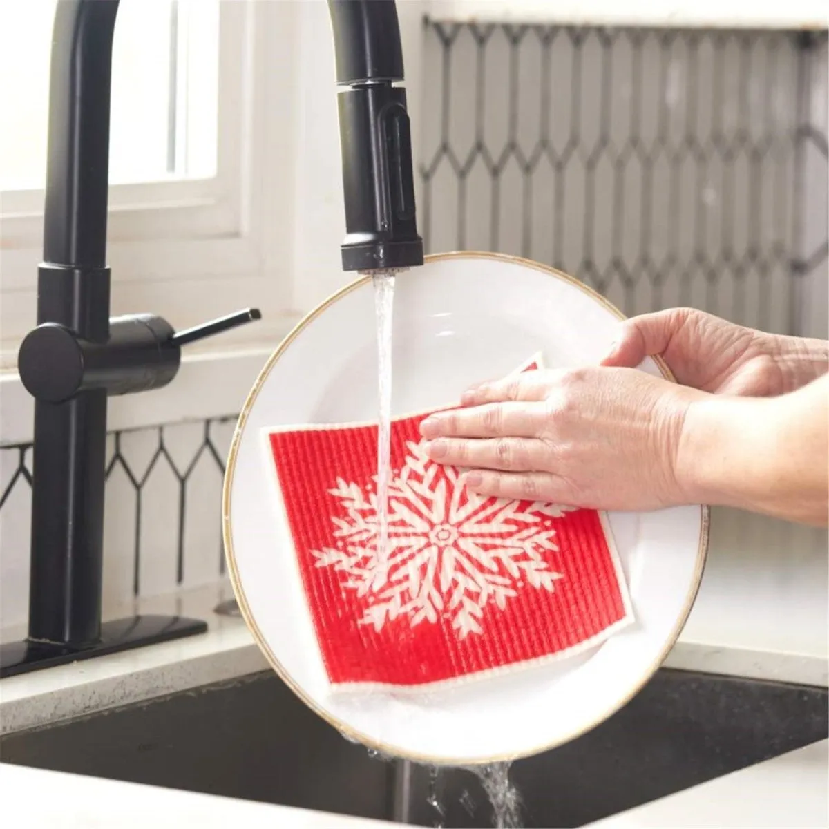 Candy Canes Eco-Friendly blu Sponge Cloth- Set of 2