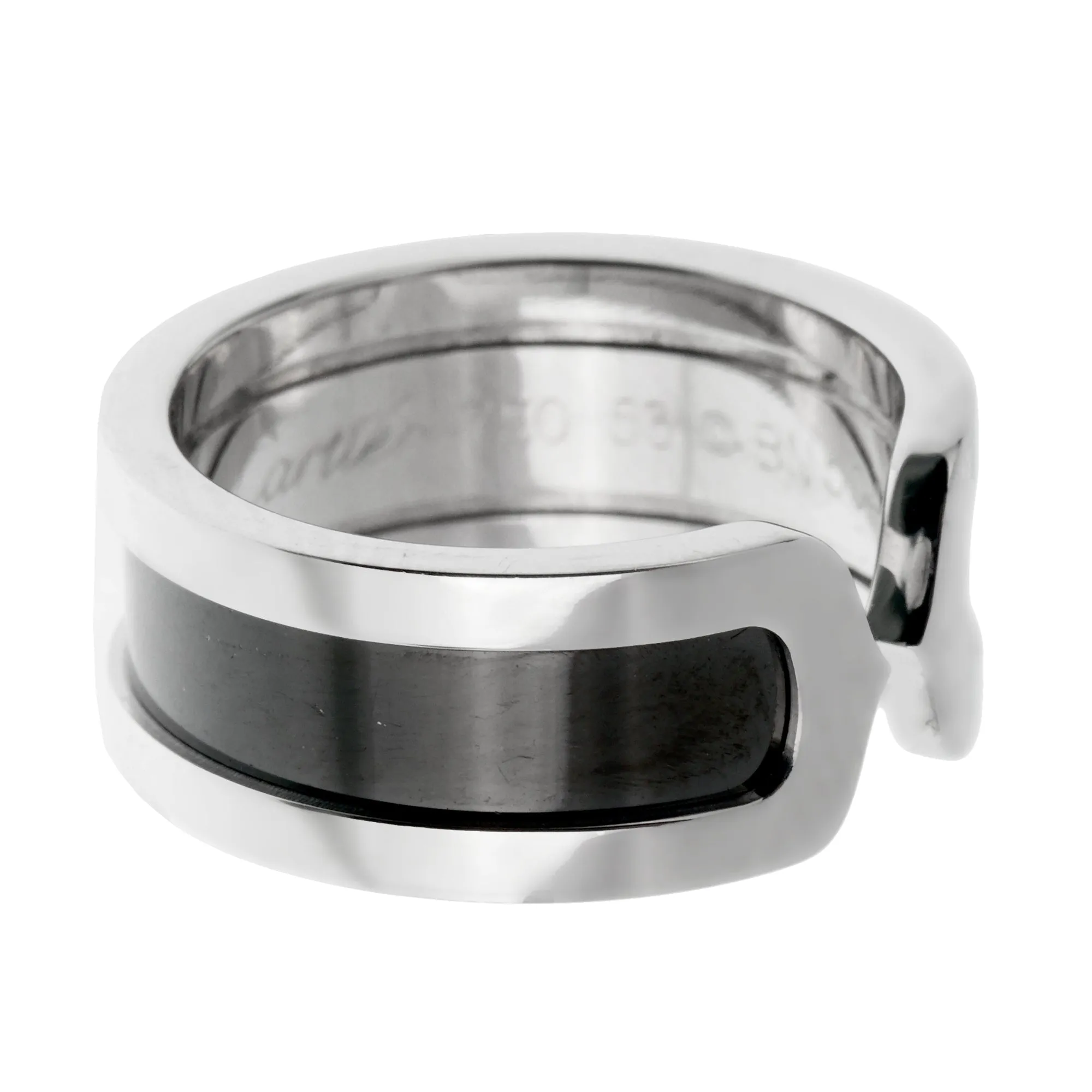 Cartier C de Cartier Black Enamel White Gold Ring Cartier Jewelry