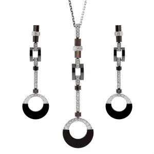 Cartier Ceramic 18k White Gold Diamond Drop Necklace Suite Cartier Jewelry