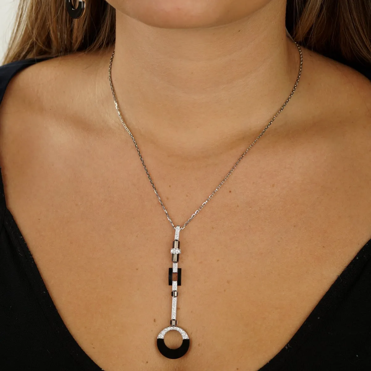 Cartier Ceramic 18k White Gold Diamond Drop Necklace Suite Cartier Jewelry