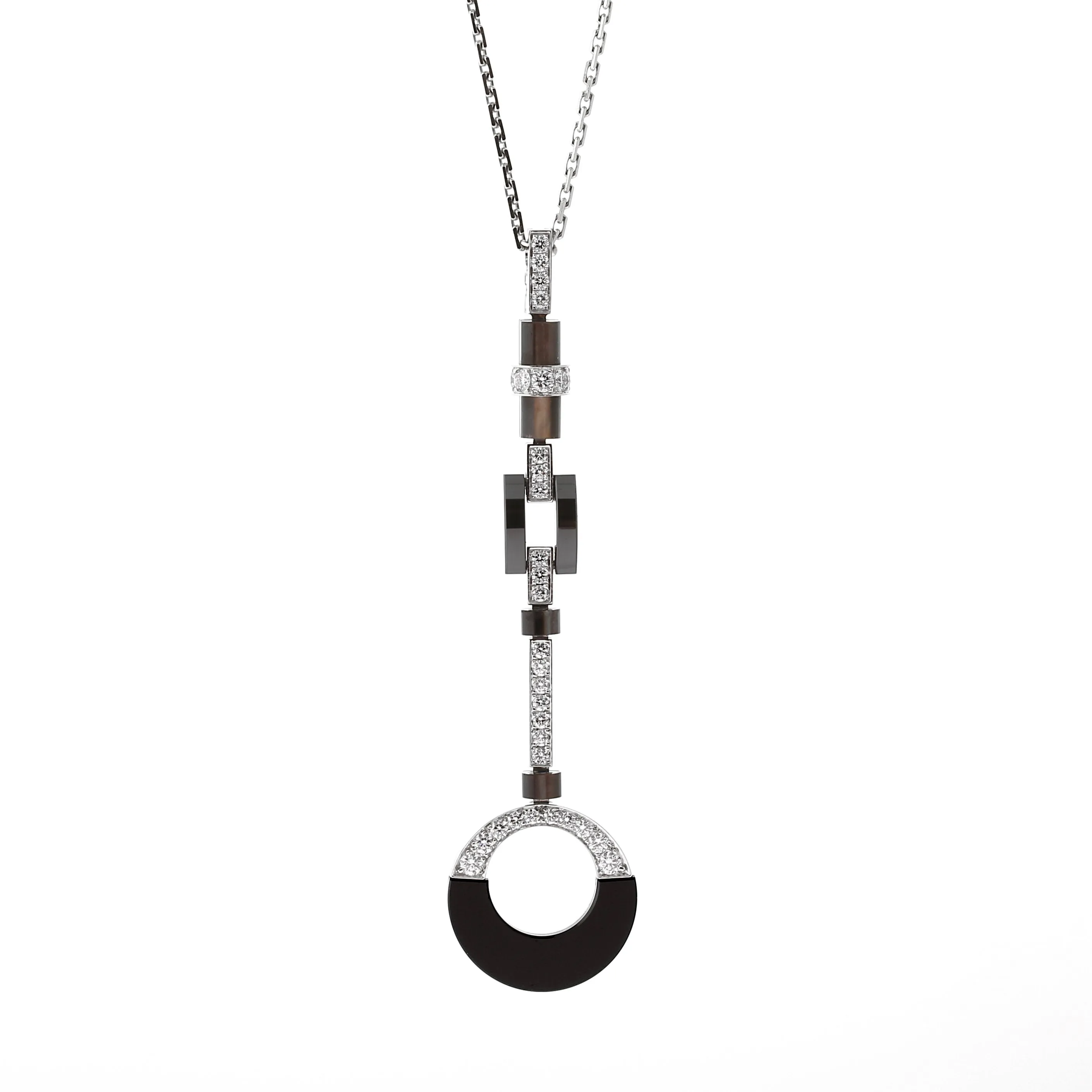 Cartier Ceramic 18k White Gold Diamond Drop Necklace Suite Cartier Jewelry