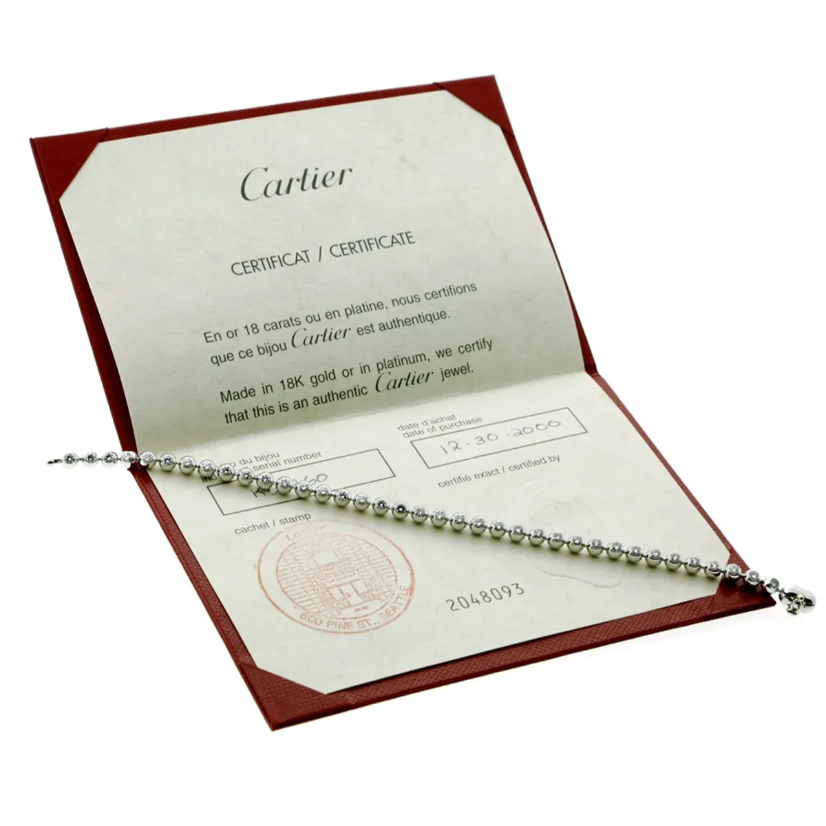 Cartier Diamond Tennis White Gold Bracelet Cartier Jewelry