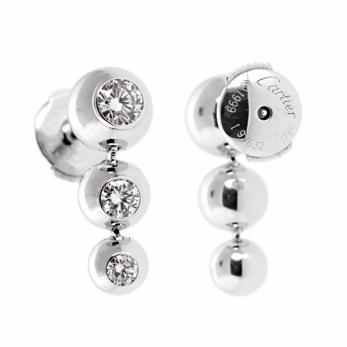Cartier Diamond White Gold Drop Earrings Cartier Jewelry
