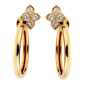 Cartier Flower Hoop Diamond Yellow Gold Earrings Cartier Jewelry