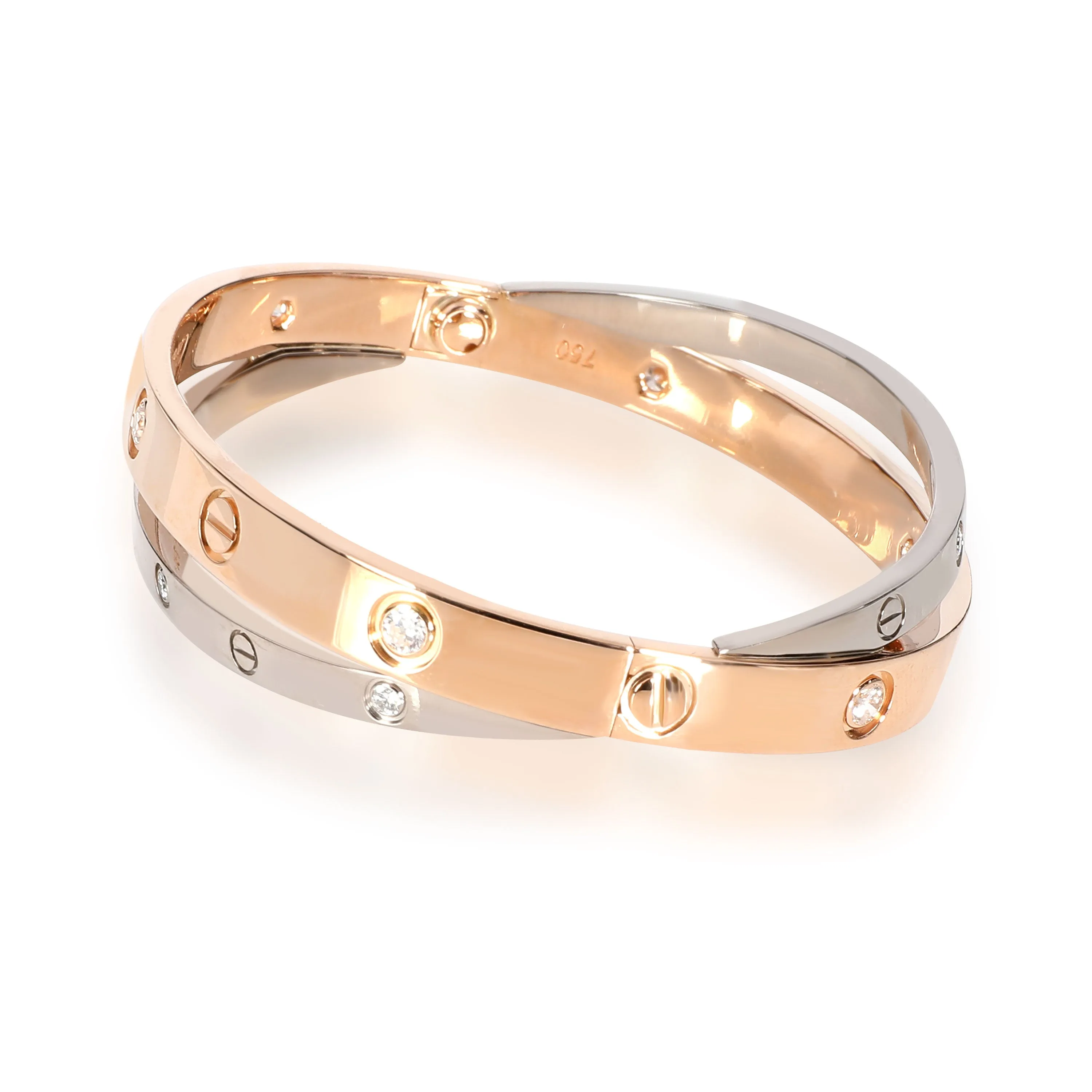 Cartier Jewelry Cartier Joined Love Bracelet in 18KT Rose Gold & White Gold 0.75 CTW