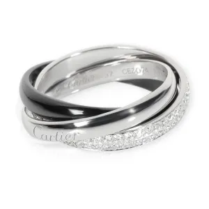 Cartier Jewelry Cartier Trinity Diamond Ring in 18K White Gold/Ceramic 0.45 CTW