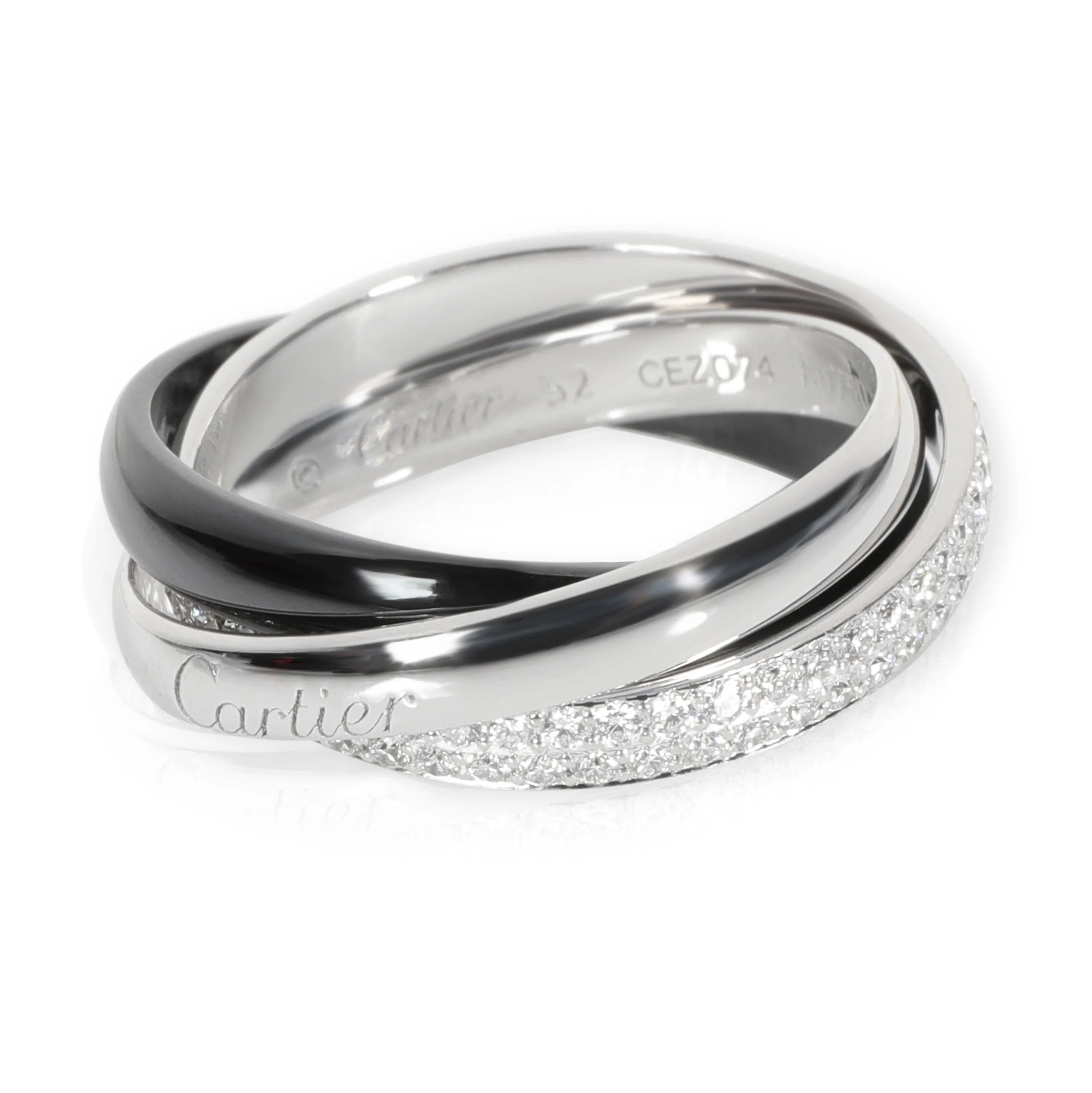 Cartier Jewelry Cartier Trinity Diamond Ring in 18K White Gold/Ceramic 0.45 CTW