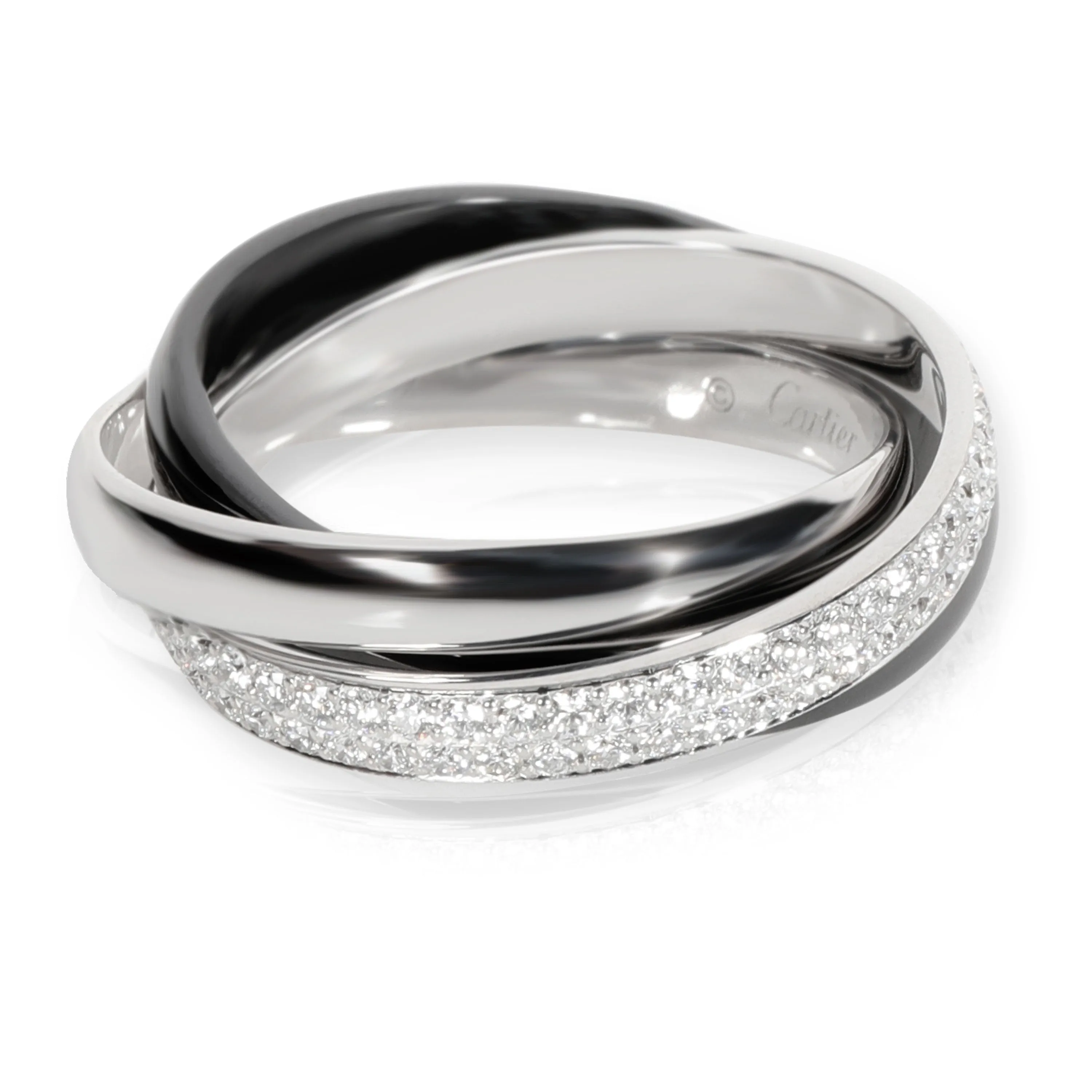 Cartier Jewelry Cartier Trinity Diamond Ring in 18K White Gold/Ceramic 0.45 CTW