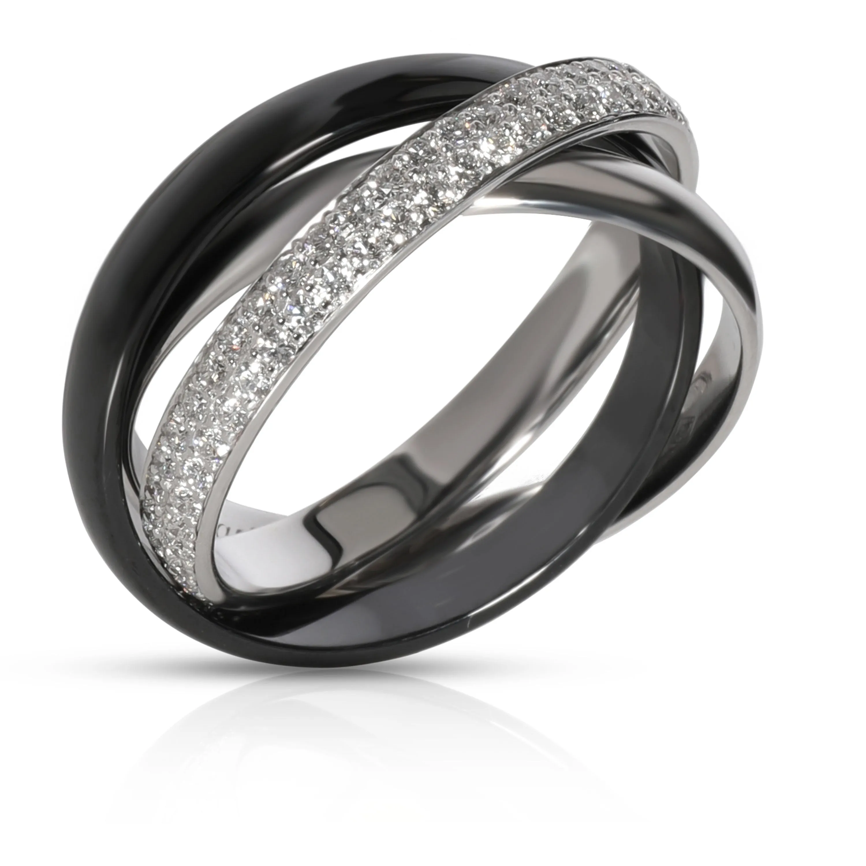 Cartier Jewelry Cartier Trinity Diamond Ring in 18K White Gold/Ceramic 0.45 CTW