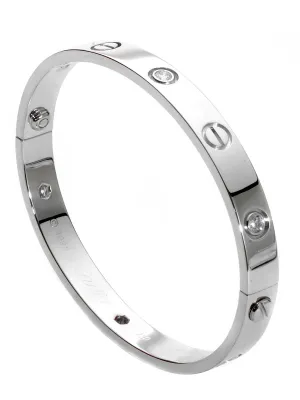 Cartier Love 6 Diamond Bangle Bracelet 18k White Gold Sz 16 Cartier Jewelry