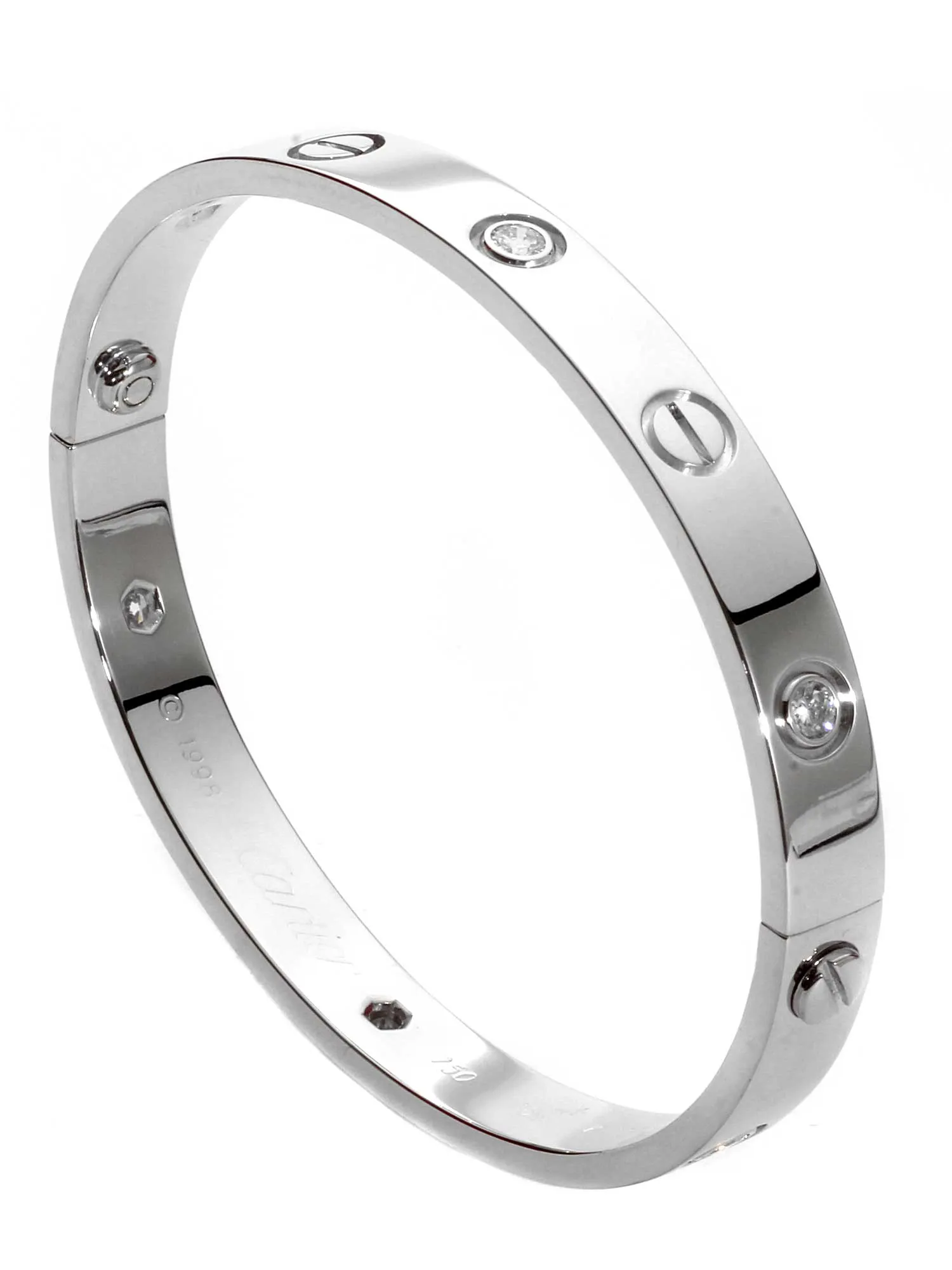 Cartier Love 6 Diamond Bangle Bracelet 18k White Gold Sz 16 Cartier Jewelry