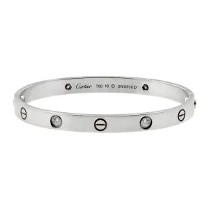 Cartier Love White Gold 4 Diamond Bangle Bracelet Cartier Jewelry