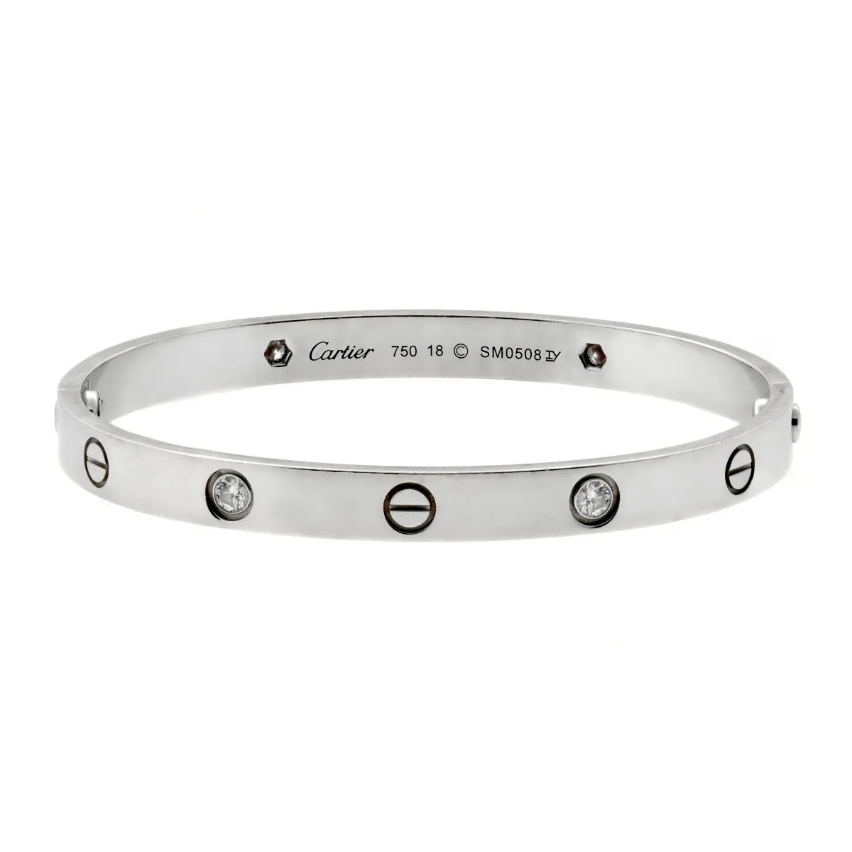 Cartier Love White Gold 4 Diamond Bangle Bracelet Cartier Jewelry