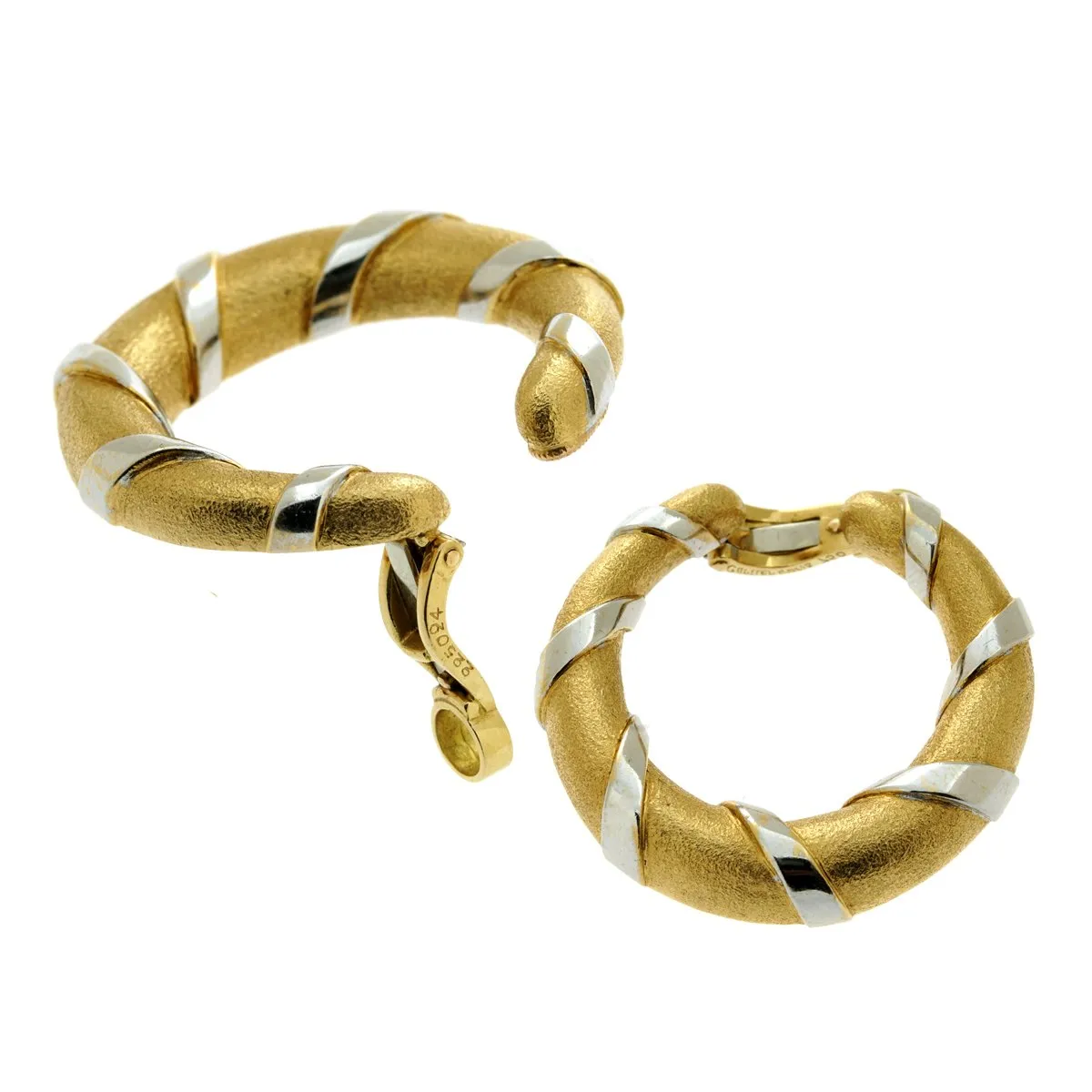 Cartier Paris 18k Yellow & Yellow Gold Hoop Earrings Cartier Jewelry