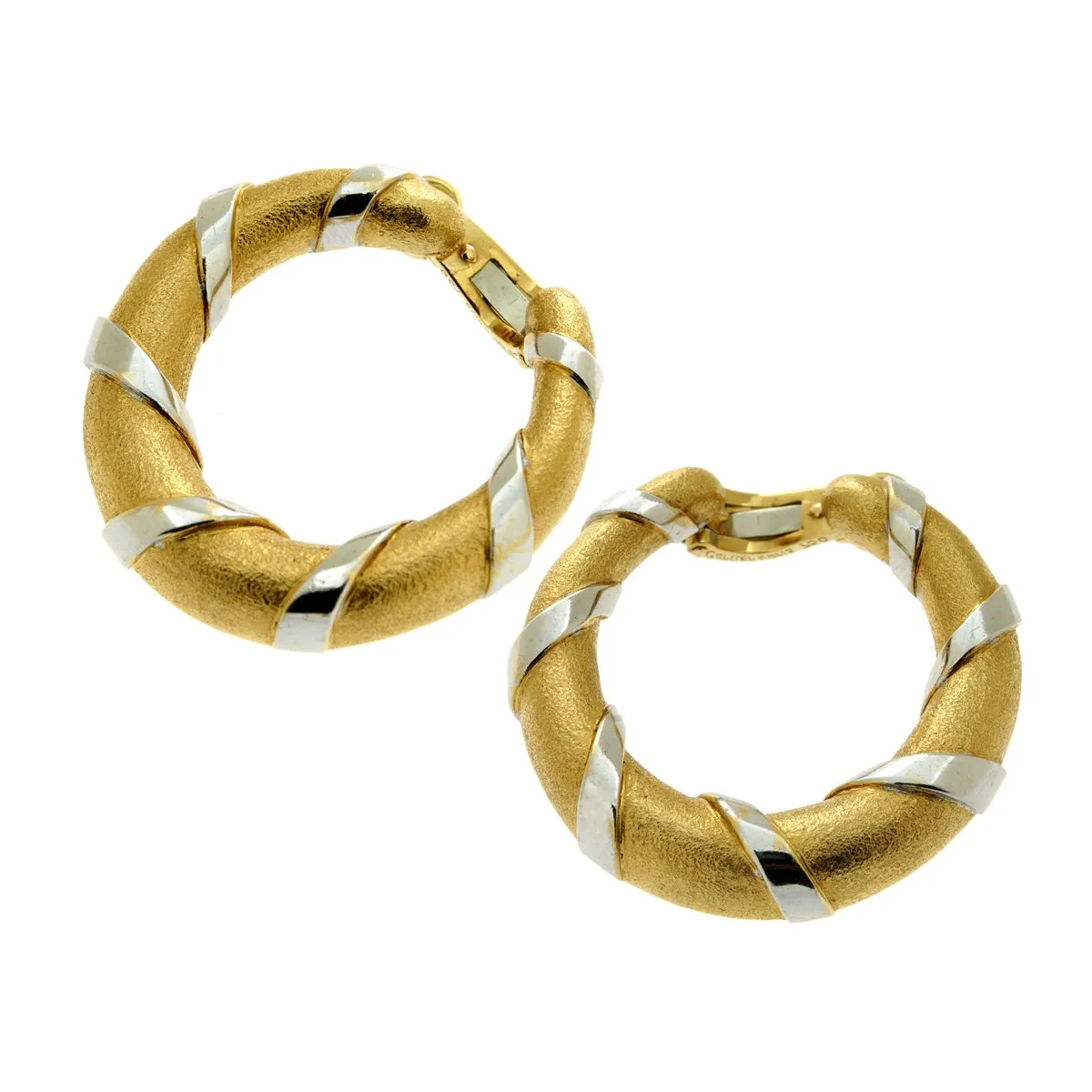 Cartier Paris 18k Yellow & Yellow Gold Hoop Earrings Cartier Jewelry