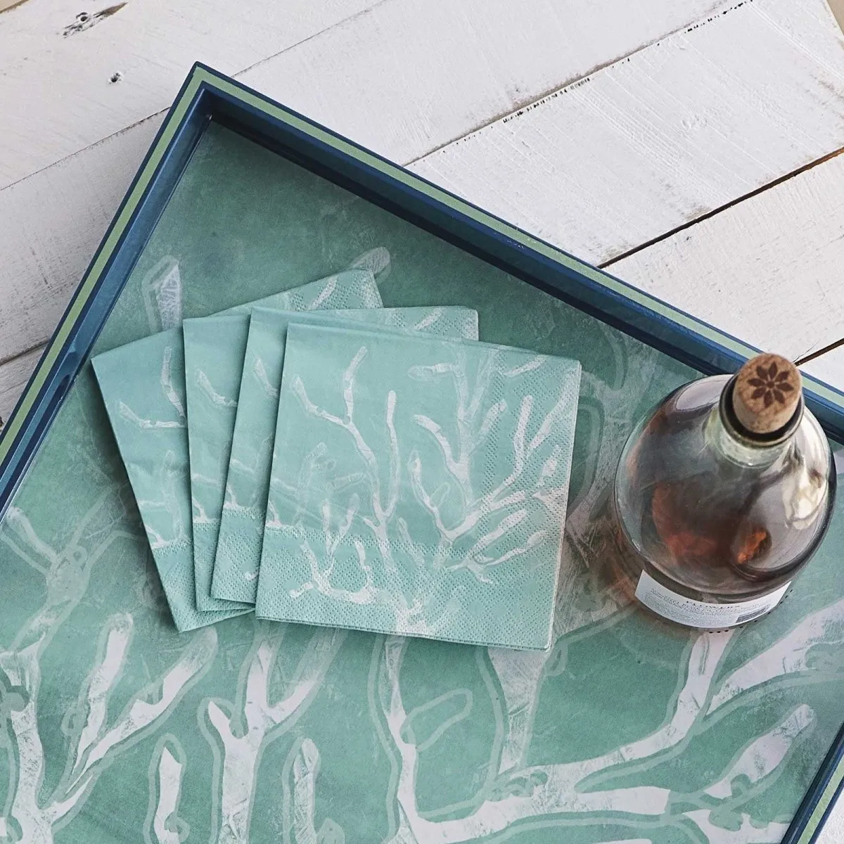 Cerulean Sea Coral Paper Cocktail Napkins -Pack of 20