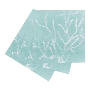 Cerulean Sea Coral Paper Cocktail Napkins -Pack of 20