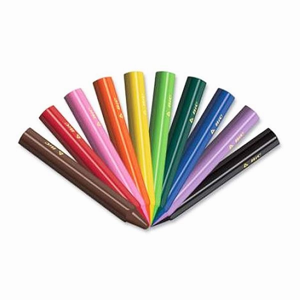 Children's Pack of 10 Colourful Triangular Crayons for Little Hands