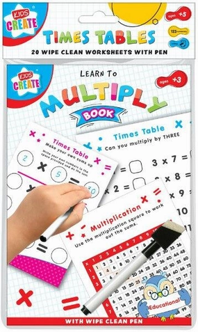 Children's Wipe Clean Times Tables & Multiplication Workbook