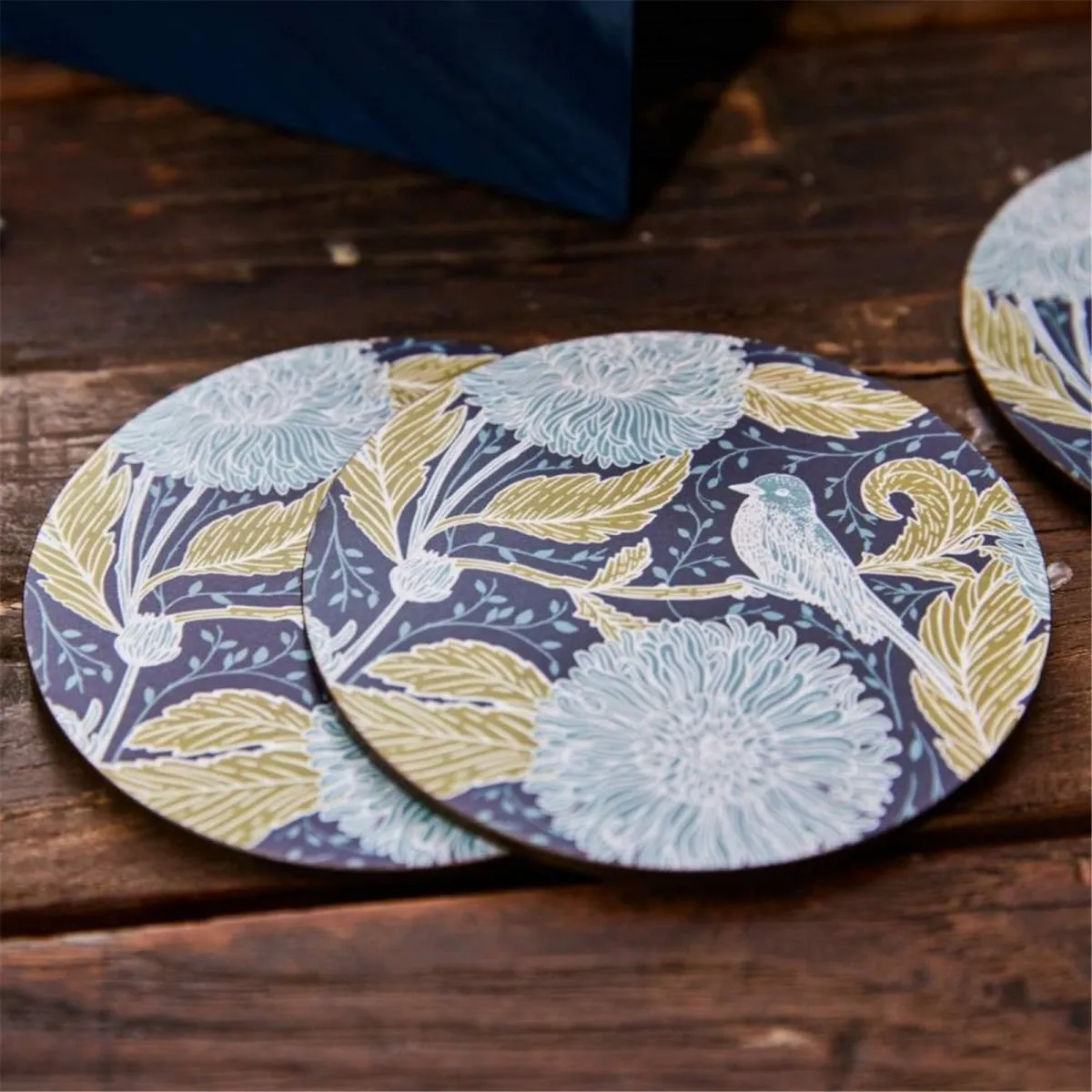 Chrysanthemum Bird Round Coaster - Set of 4