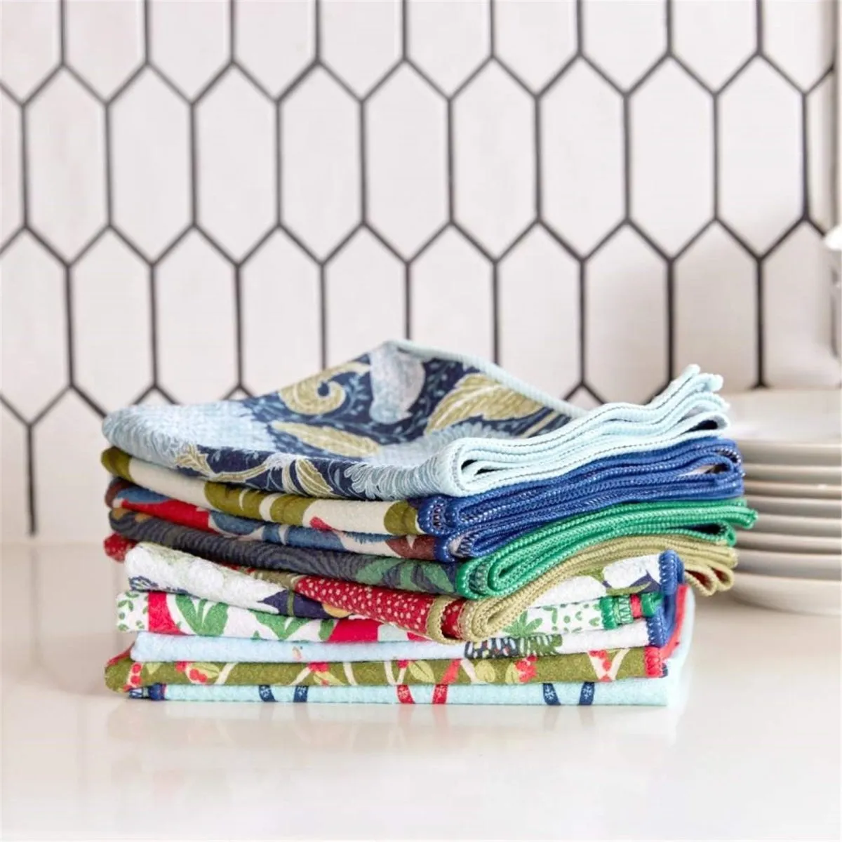 Chrysanthemum blu Dish Cloth Set of 3