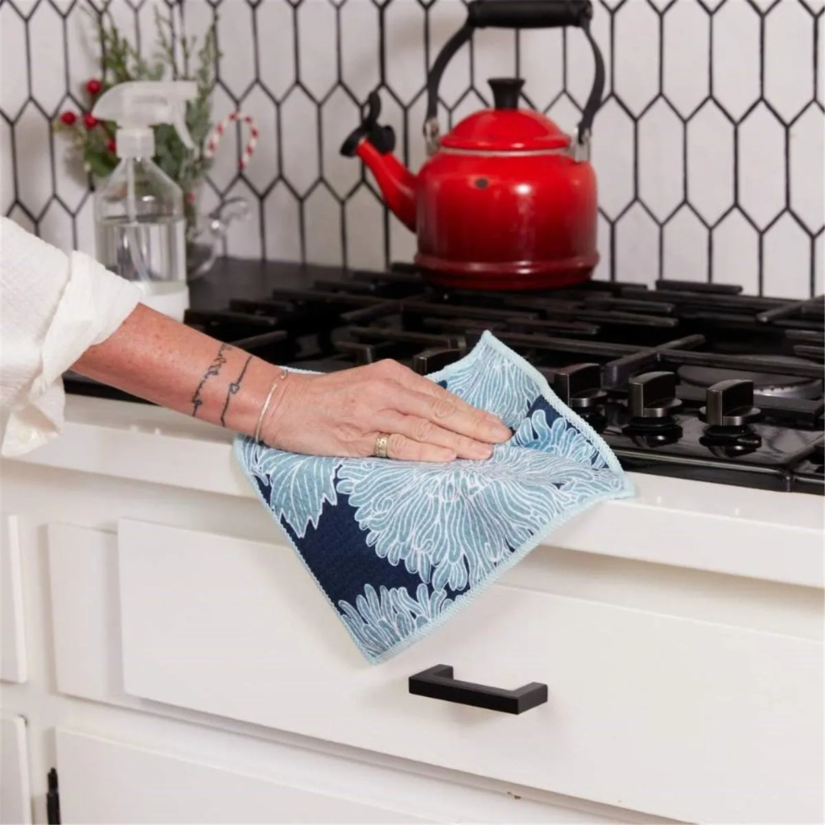 Chrysanthemum blu Dish Cloth Set of 3