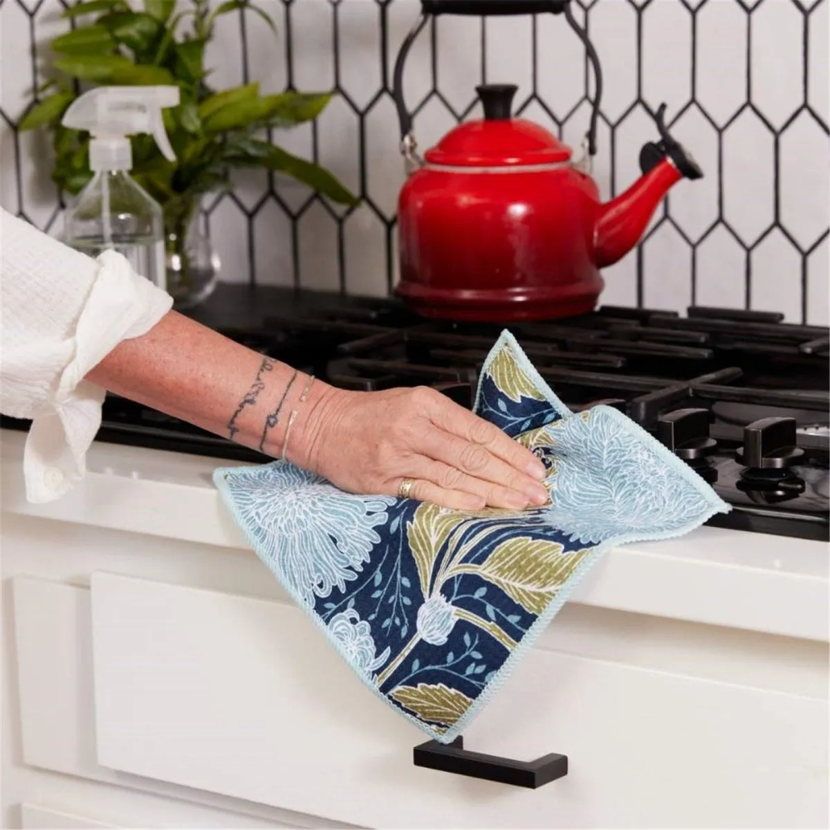 Chrysanthemum blu Dish Cloth Set of 3