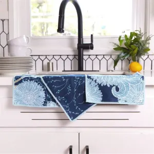Chrysanthemum blu Dish Cloth Set of 3