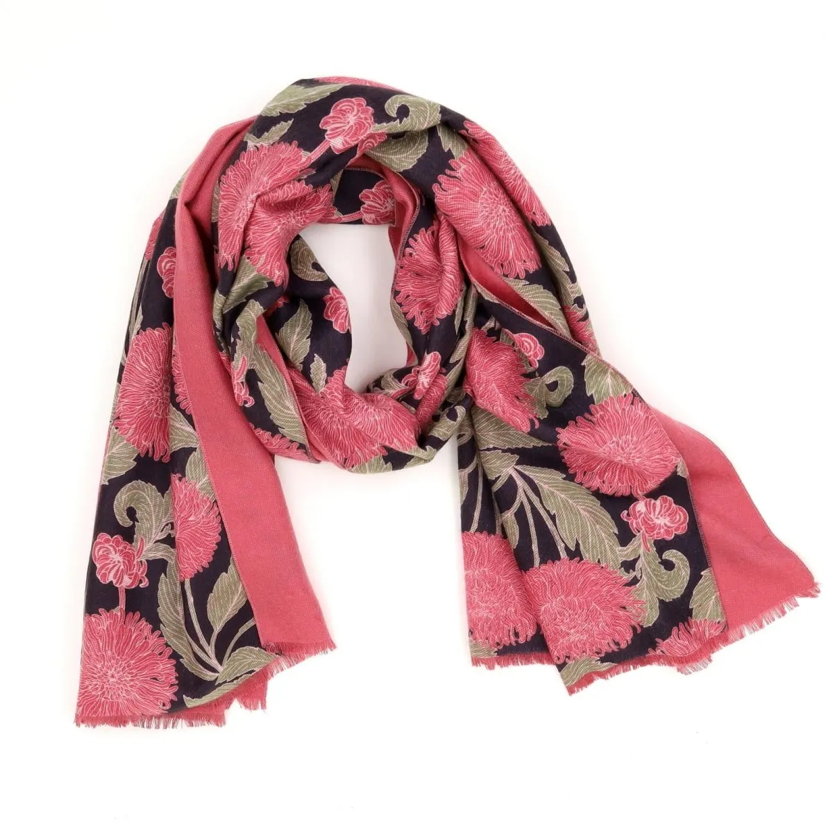 Chrysanthemum Flower Pink Reversible Wrap