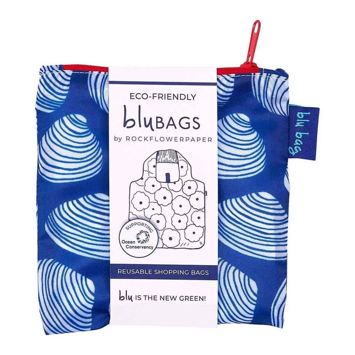Clamshells Navy blu Reusable Shopping Bag-Machine washable