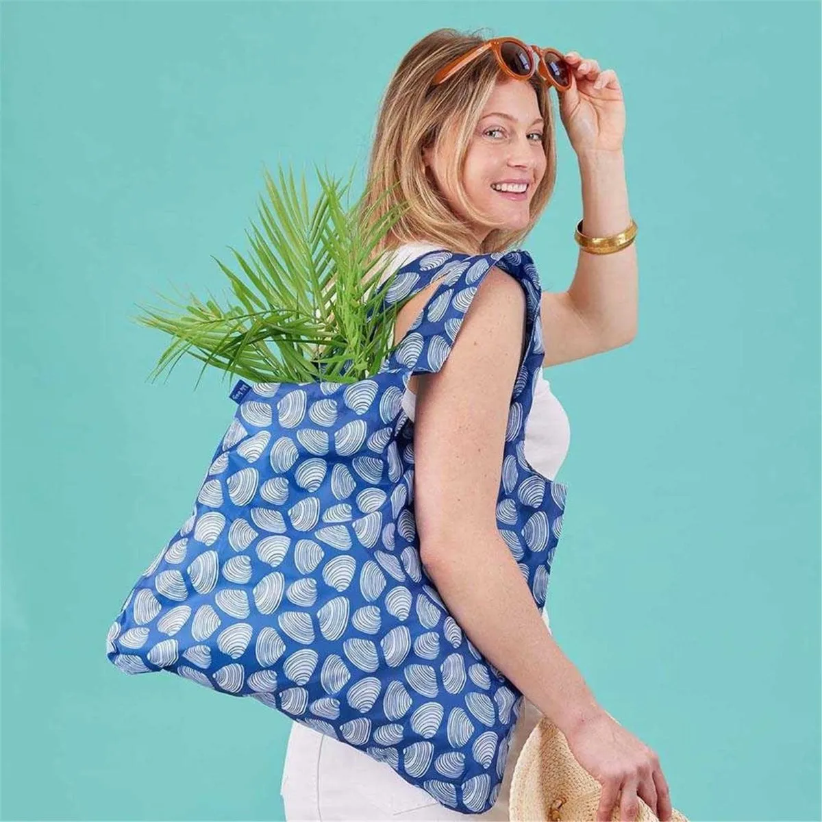 Clamshells Navy blu Reusable Shopping Bag-Machine washable