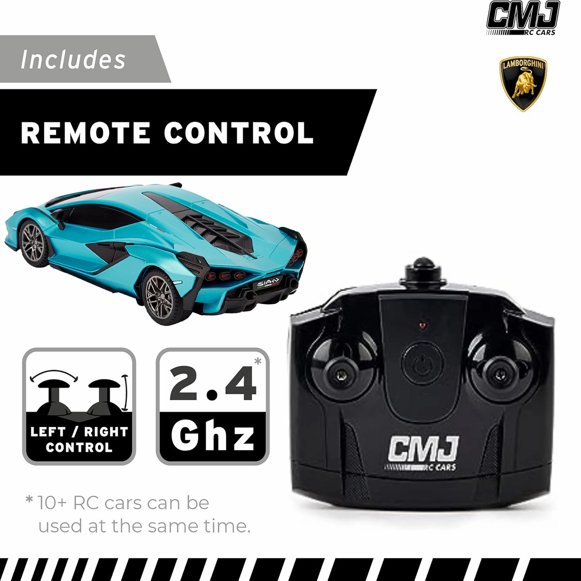 CMJ RC Cars Lamborghini Sin FKP 37 - Blue - 1:24 Scale Radio Control Vehicle with LED Headlights