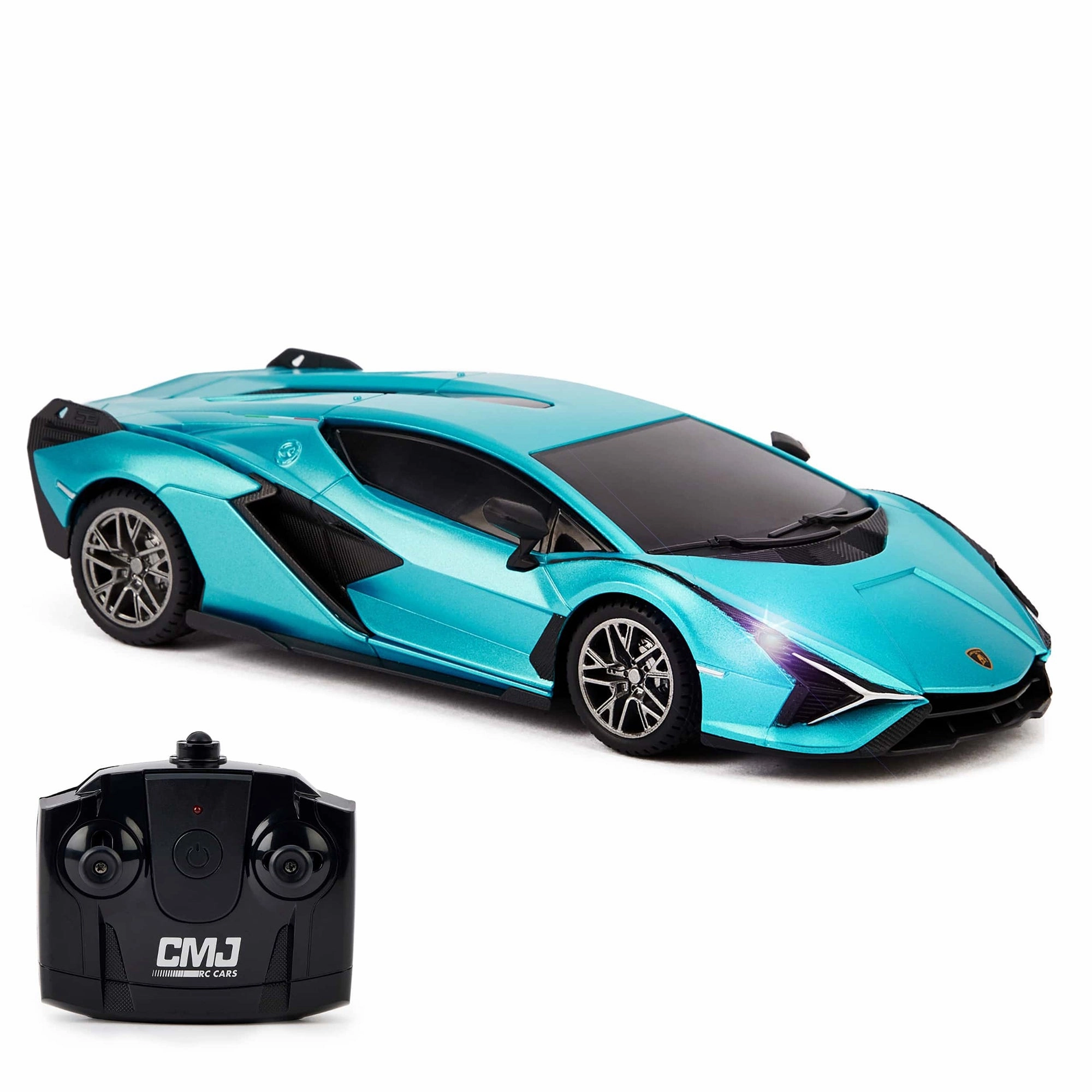 CMJ RC Cars Lamborghini Sin FKP 37 - Blue - 1:24 Scale Radio Control Vehicle with LED Headlights
