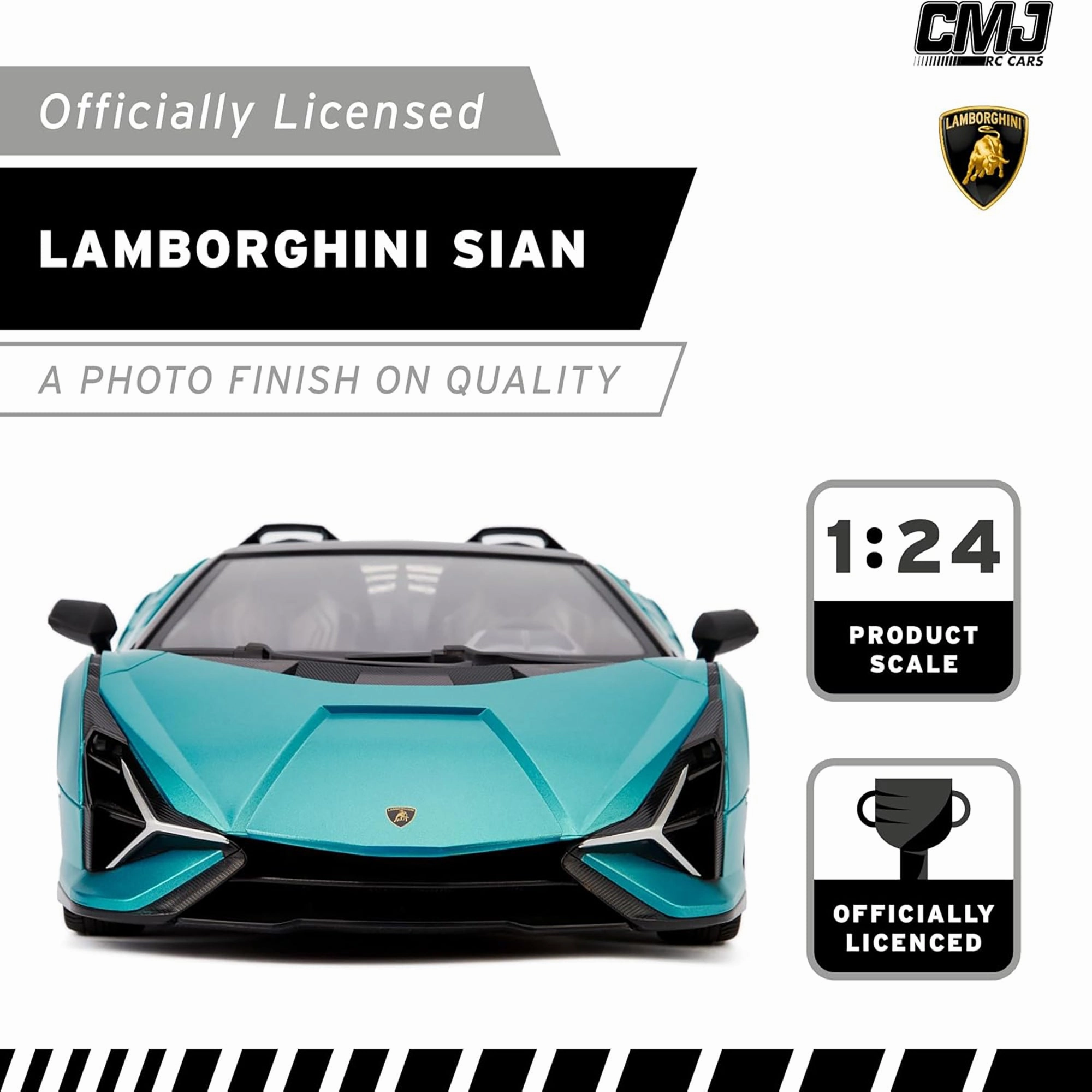 CMJ RC Cars Lamborghini Sin FKP 37 - Blue - 1:24 Scale Radio Control Vehicle with LED Headlights