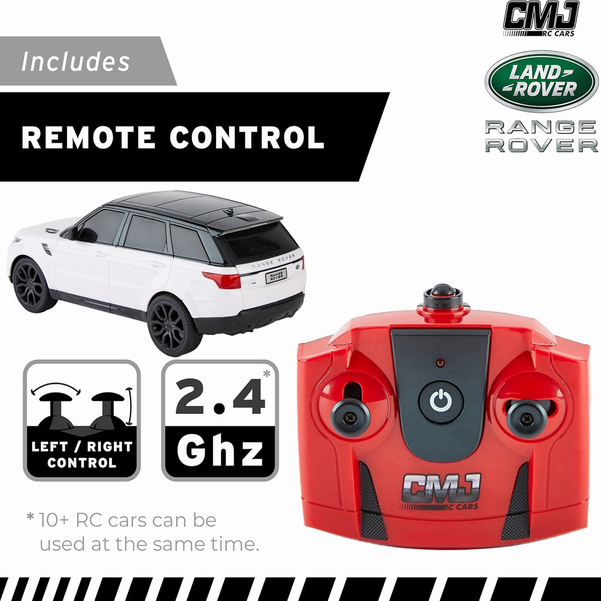 CMJ RC Cars Range Rover - White - 1:24 Scale, 2.4GHz Remote Control SUV with LED Headlights