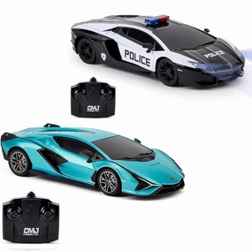 CMJ RC Lamborghini Twin Pack - Sin & Aventador Police - 1:24 Scale Remote Control Cars
